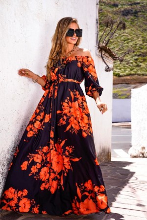 Klara dress čierno-oranžové