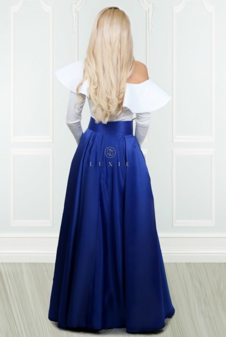 Ellen saténová sukňa modrá